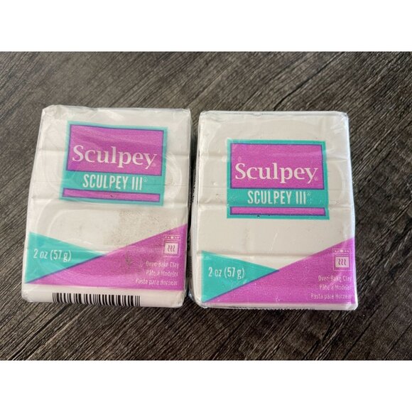 Sculpey III Oven Bake clay with tools 4 oz white Richeson wire loop and lace too - Picture 2 of 6